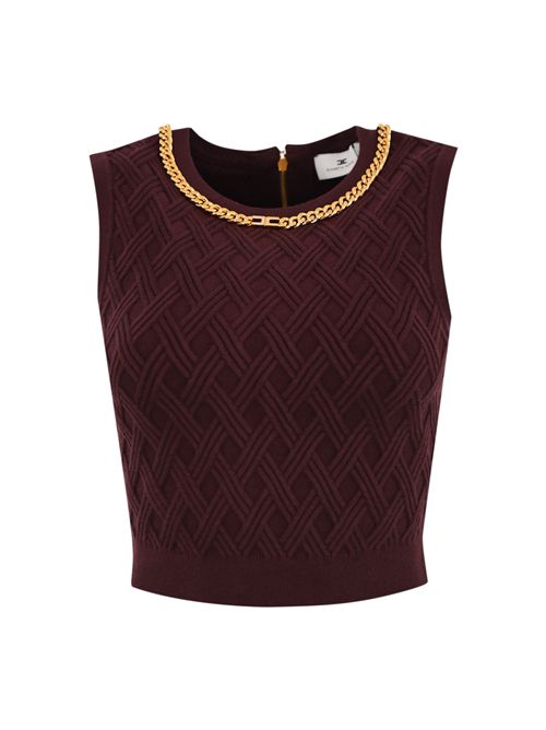 Top in maglia a rombi con dettaglio gioiello Merlot Elisabetta Franchi | TK60B56E2EA4